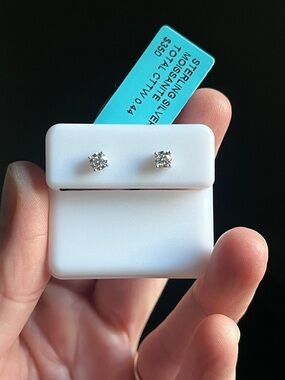 Sterling Silver Moissanite Screwback Stud Earrings